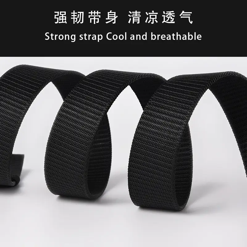 Men's Black Hexagonal Buckle Belt Nylon — feature 3