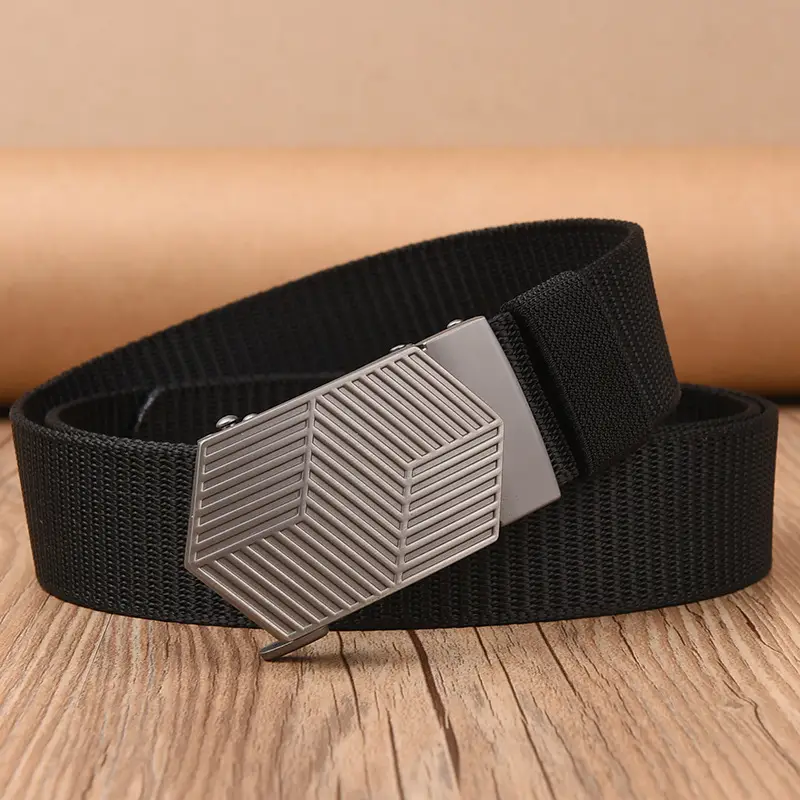 Men's Black Hexagonal Buckle Belt Nylon — feature 9