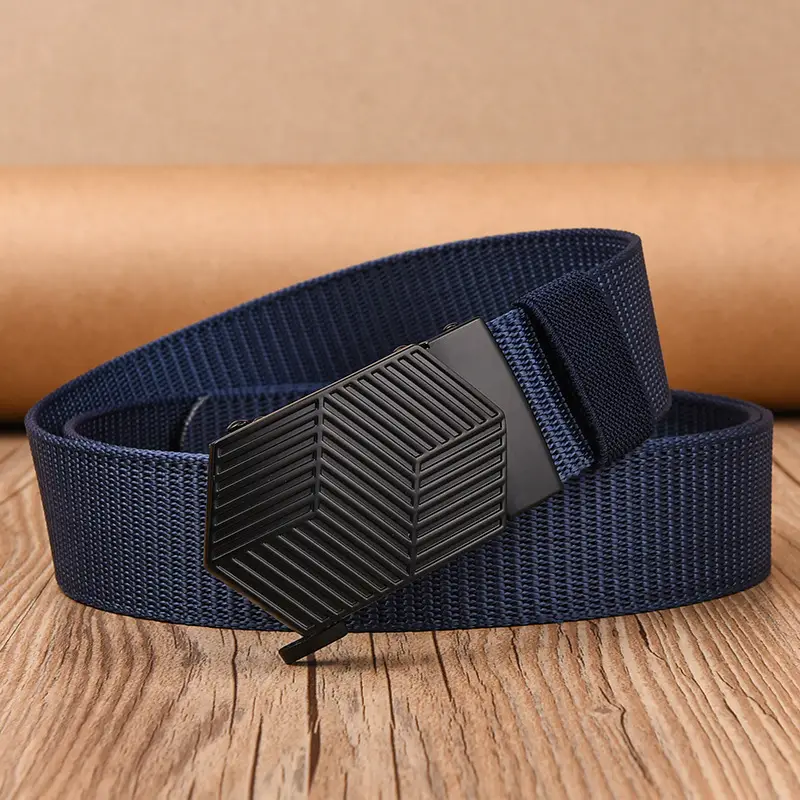 Men's Black Hexagonal Buckle Belt Nylon - Image 10