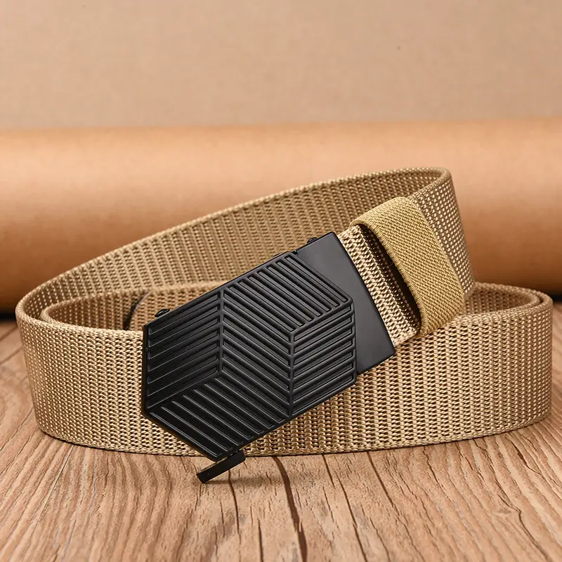 Men's Black Hexagonal Buckle Belt Nylon - Image 11
