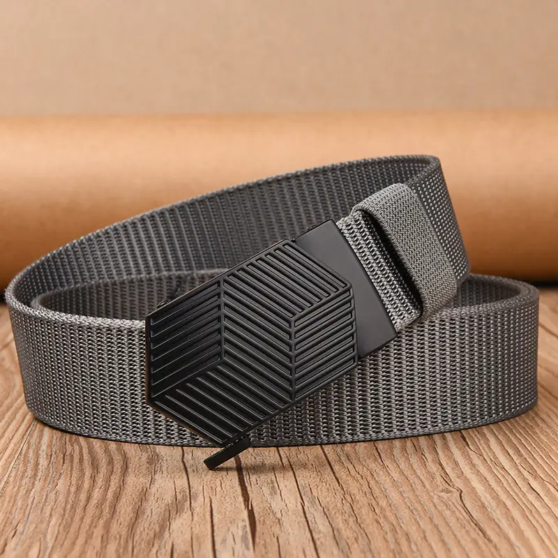 Men's Black Hexagonal Buckle Belt Nylon - Image 12