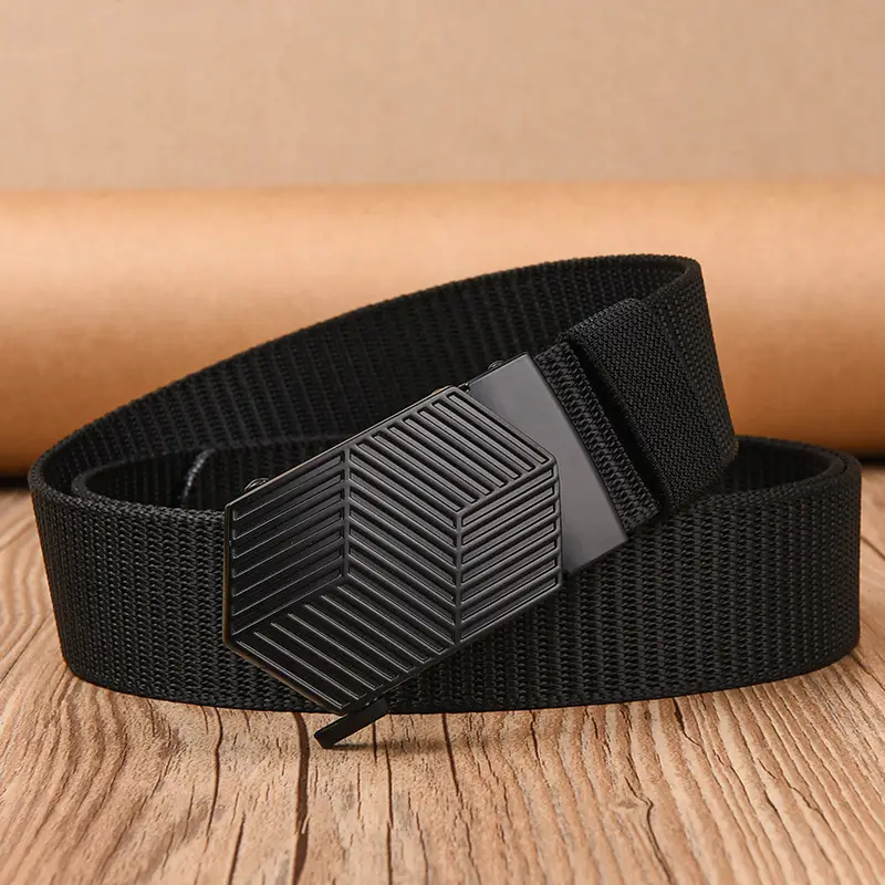 Men's Black Hexagonal Buckle Belt Nylon - Image 7