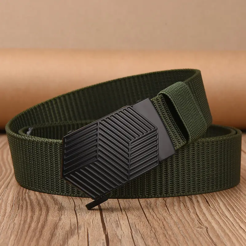 Men's Black Hexagonal Buckle Belt Nylon - Image 9