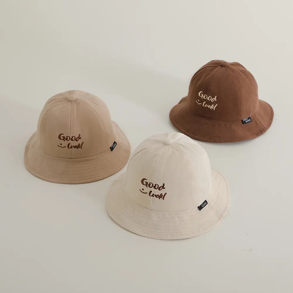 Children's Letter Sun Hats Brown & Beige All-Match - Image 8