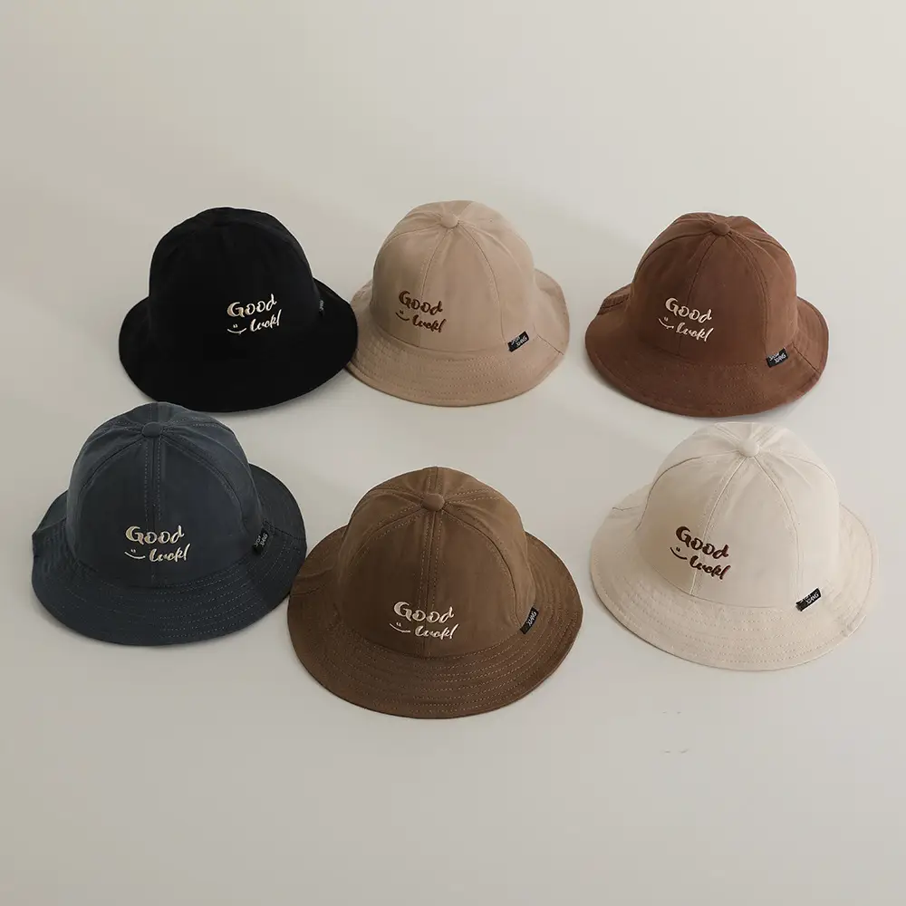 Children's Letter Sun Hats Brown & Beige All-Match - Image 9