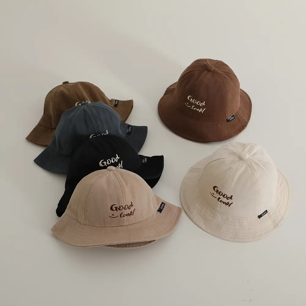 Children's Letter Sun Hats Brown & Beige All-Match - Image 10
