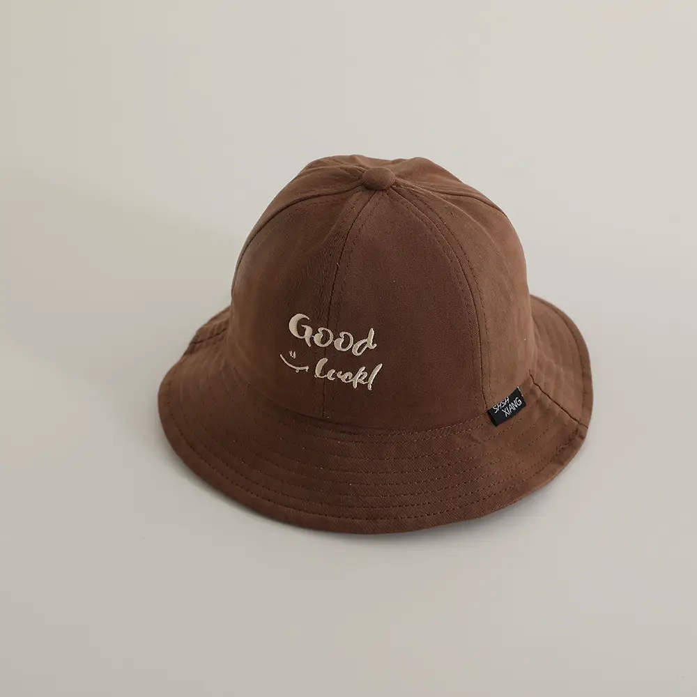 Children's Letter Sun Hats Brown & Beige All-Match - Image 3