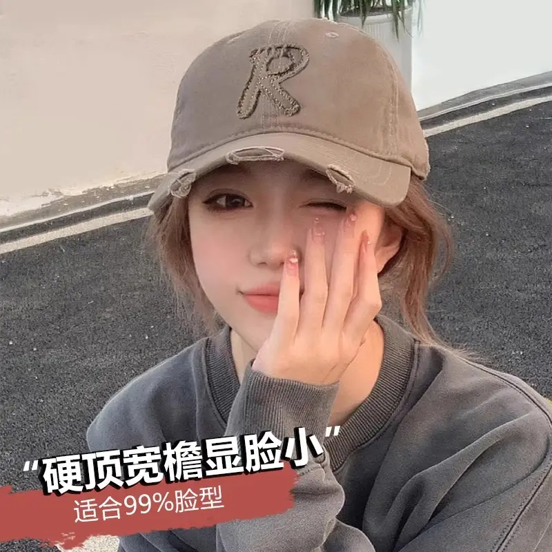 Korean Style Baseball Cap Wide Brim Small Hole Women