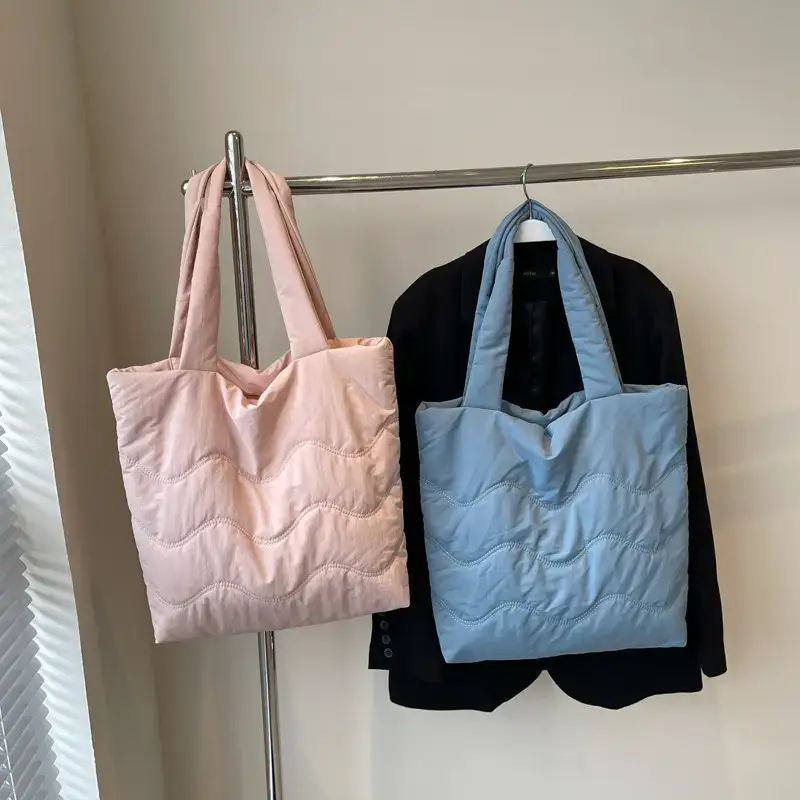 Women's Quilted Shoulder Bag with Handle - Image 7