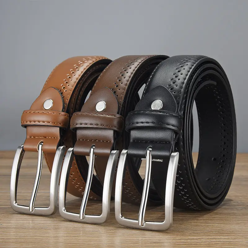 Men's Brown Leather Belt with Silver Buckle - Image 6