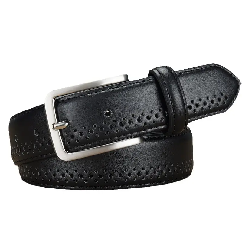 Men's Brown Leather Belt with Silver Buckle - Image 8