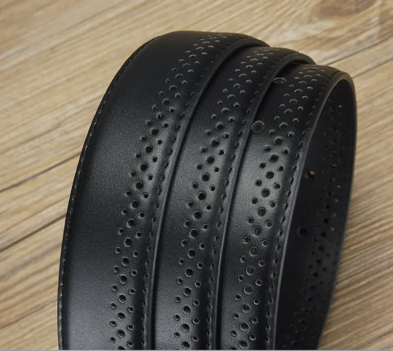 Men's Brown Leather Belt with Silver Buckle — feature 4