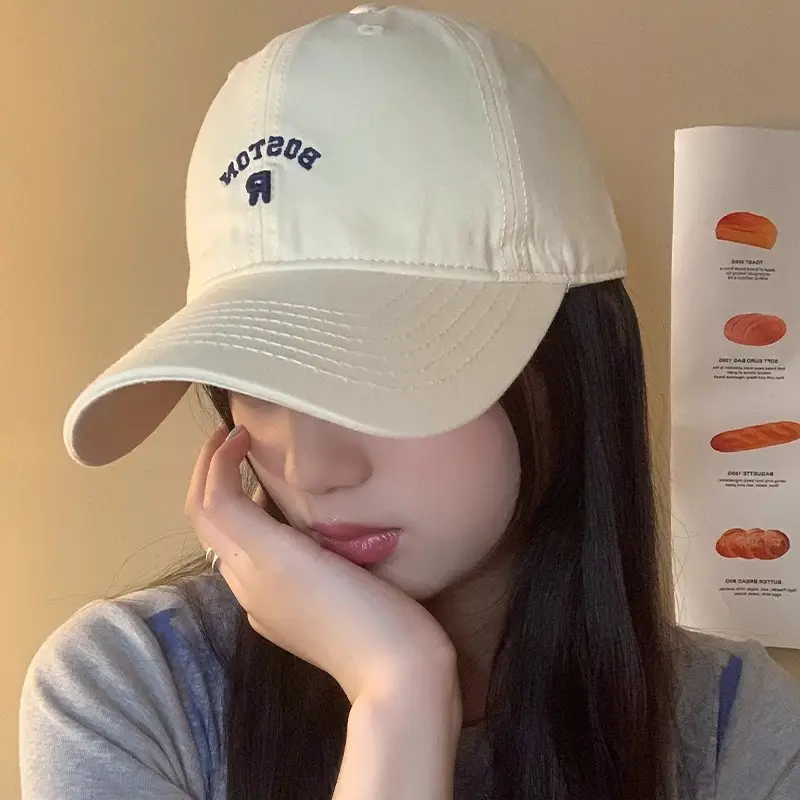 Korean Style Vintage Beige Letter Embroidered Baseball Cap Women's Summer - Image 8