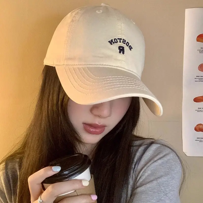 Korean Style Vintage Beige Letter Embroidered Baseball Cap Women's Summer - Image 9