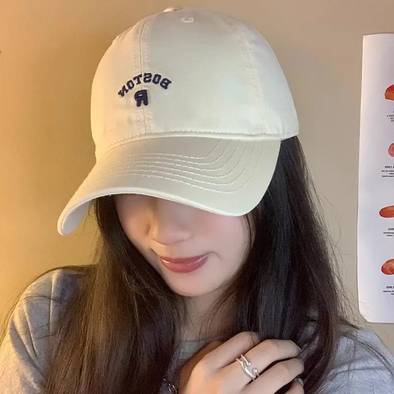 Korean Style Vintage Beige Letter Embroidered Baseball Cap Women's Summer - Image 11