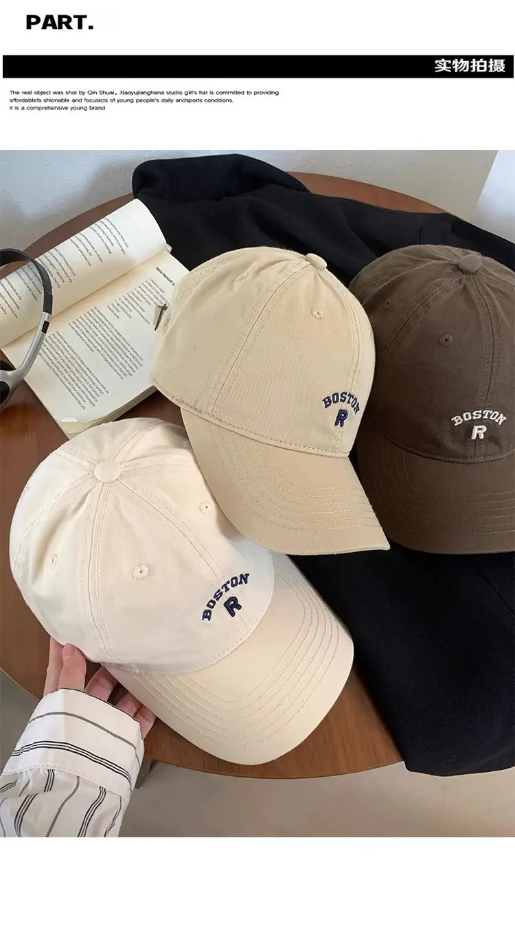 Korean Style Vintage Beige Letter Embroidered Baseball Cap Women's Summer — feature 10