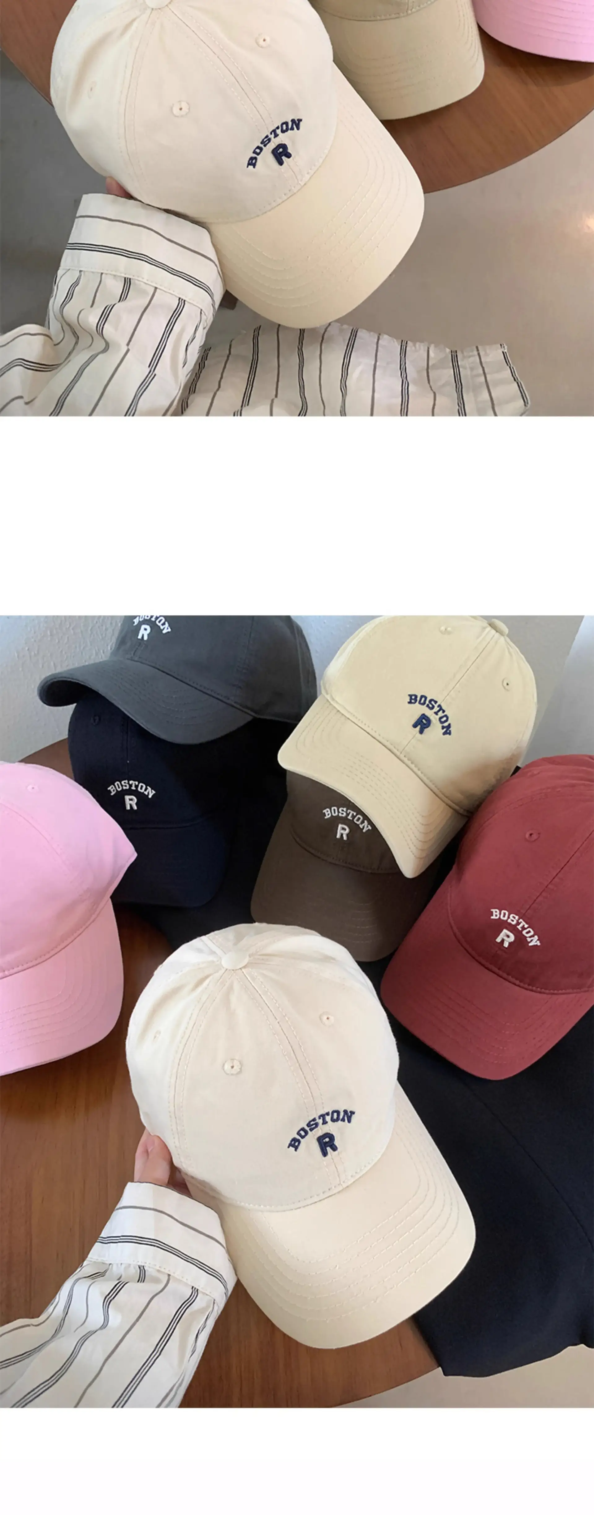 Korean Style Vintage Beige Letter Embroidered Baseball Cap Women's Summer — feature 13