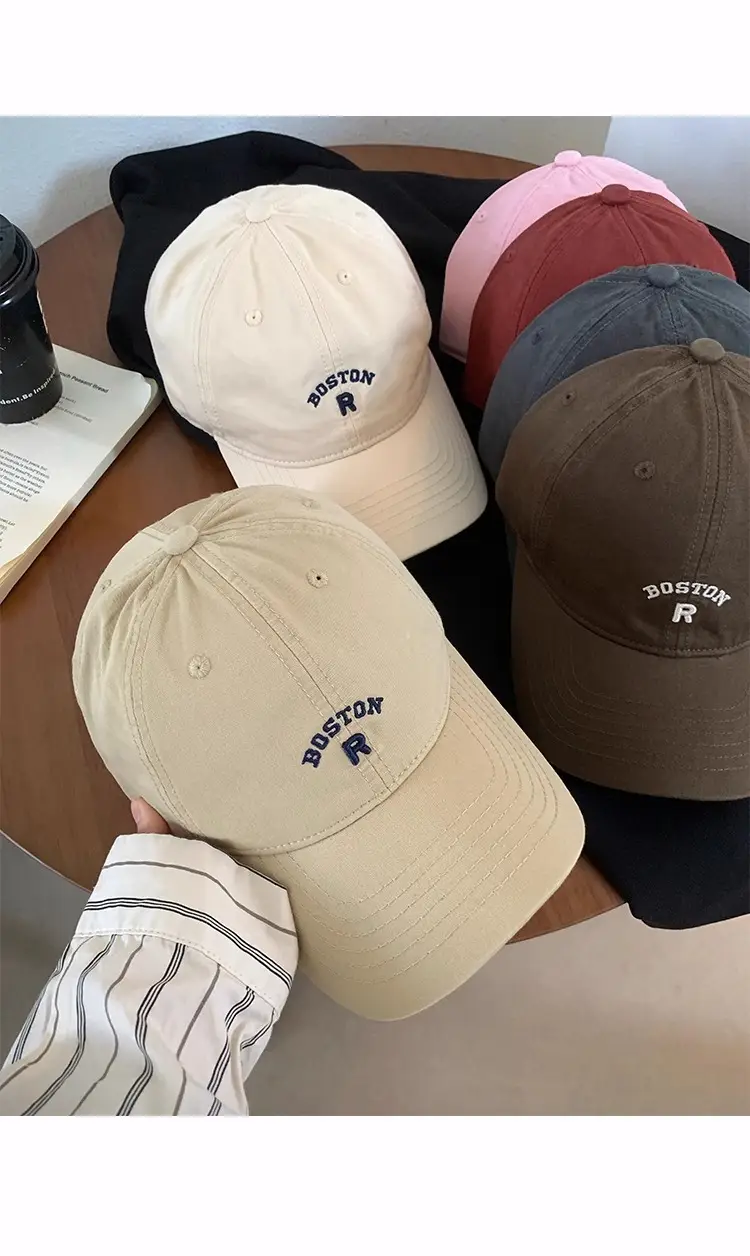 Korean Style Vintage Beige Letter Embroidered Baseball Cap Women's Summer — feature 14
