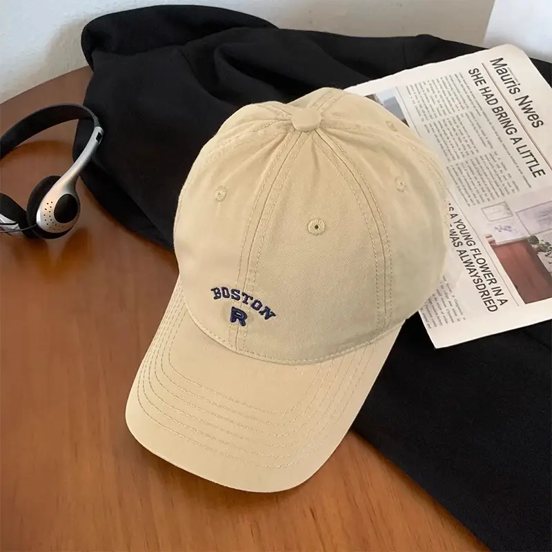Korean Style Vintage Beige Letter Embroidered Baseball Cap Women's Summer - Image 2