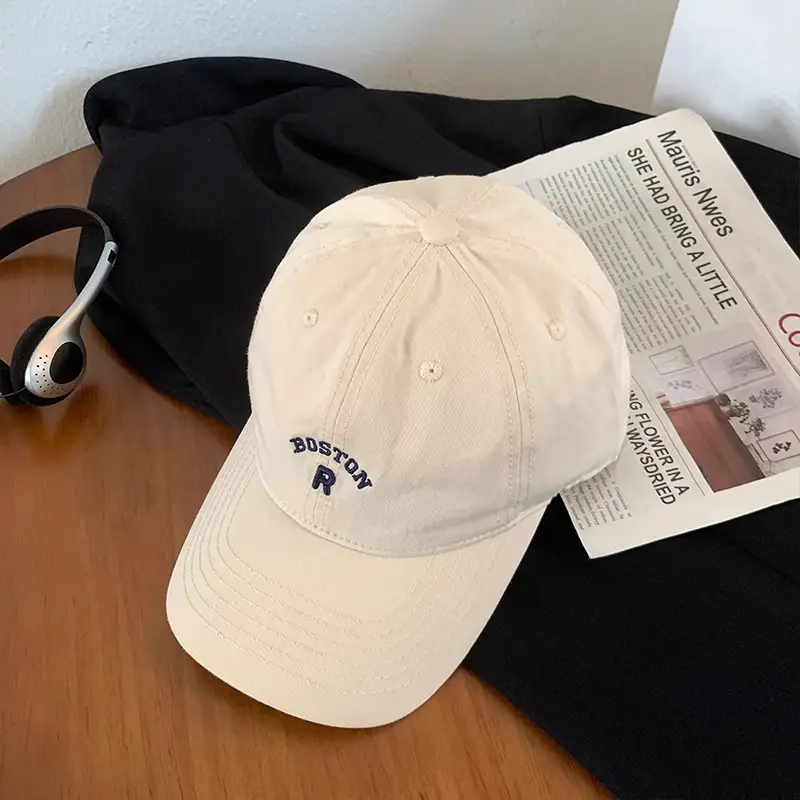 Korean Style Vintage Beige Letter Embroidered Baseball Cap Women's Summer - Image 3