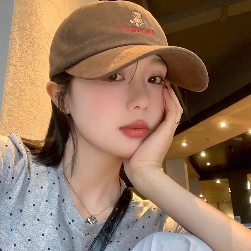 Korean-style Cartoon Bear Cap Women Summer Beige - Image 7