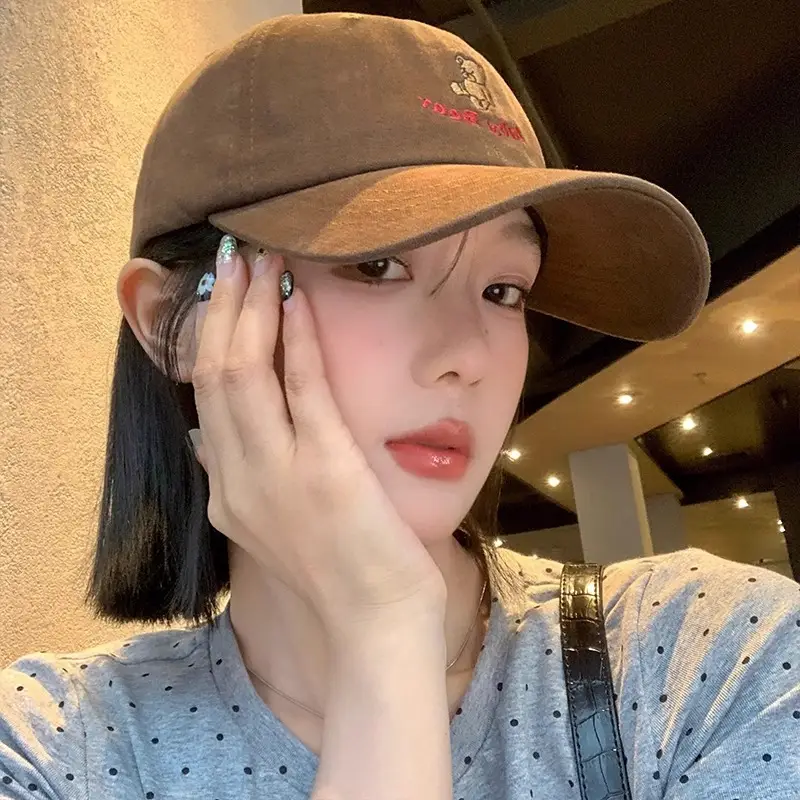 Korean-style Cartoon Bear Cap Women Summer Beige - Image 8