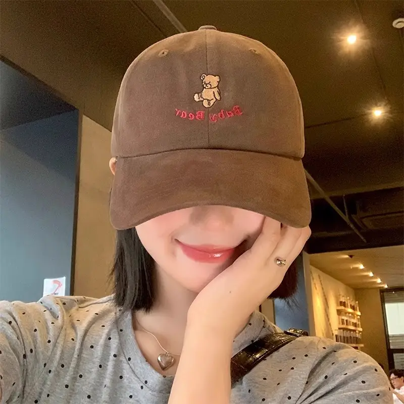 Korean-style Cartoon Bear Cap Women Summer Beige - Image 9