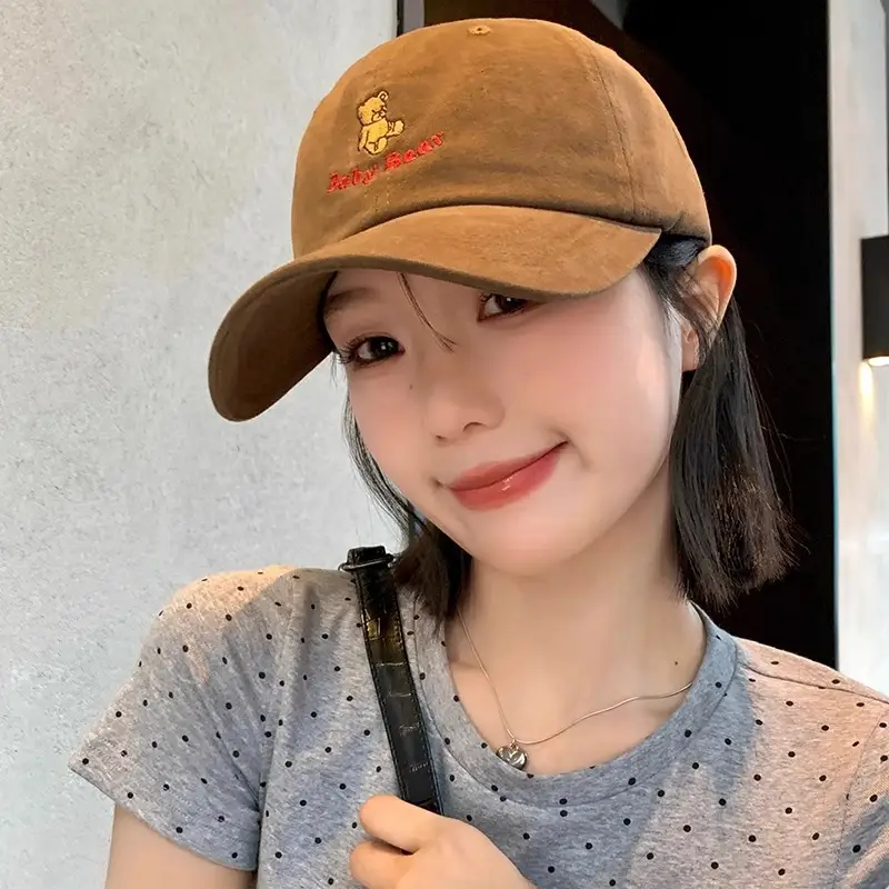Korean-style Cartoon Bear Cap Women Summer Beige - Image 10