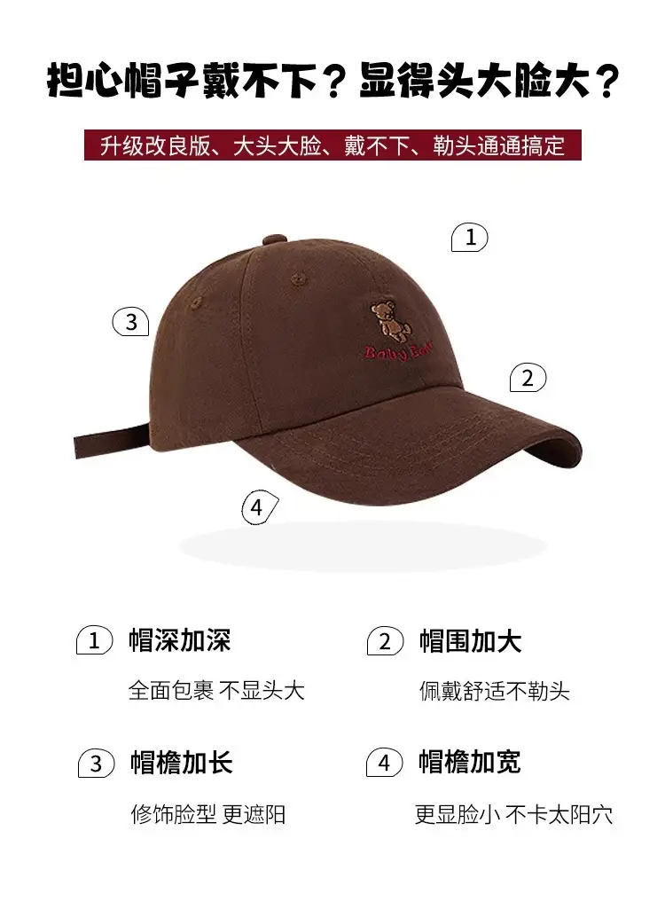 Korean-style Cartoon Bear Cap Women Summer Beige — feature 3