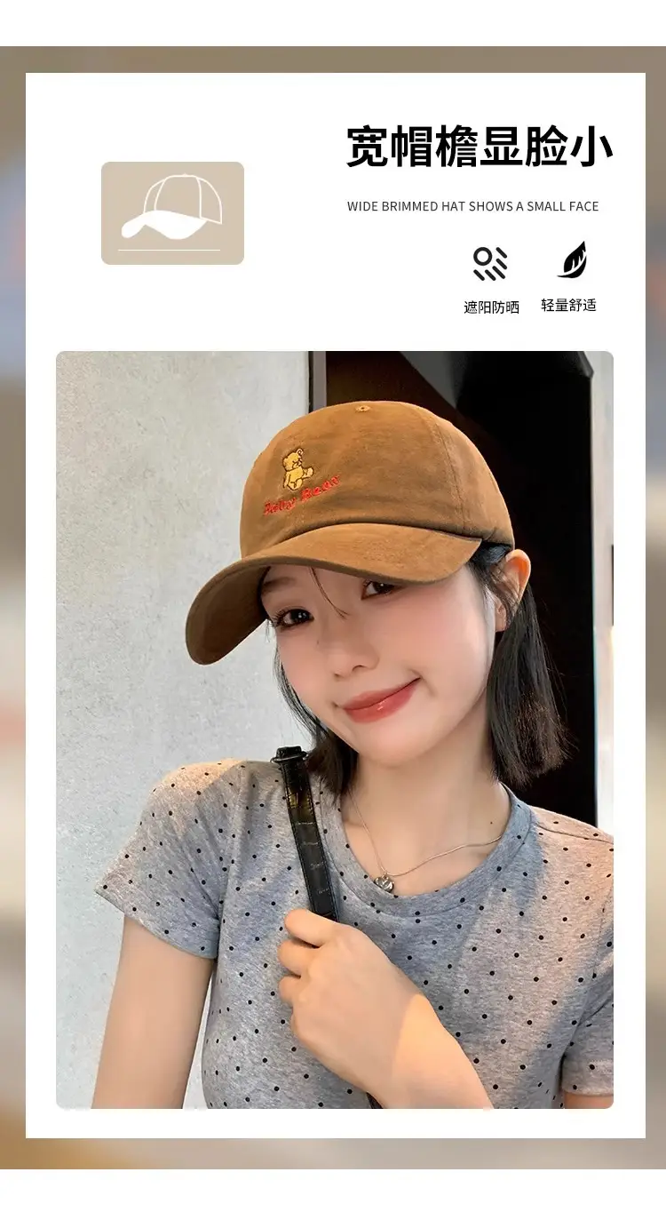 Korean-style Cartoon Bear Cap Women Summer Beige — feature 4
