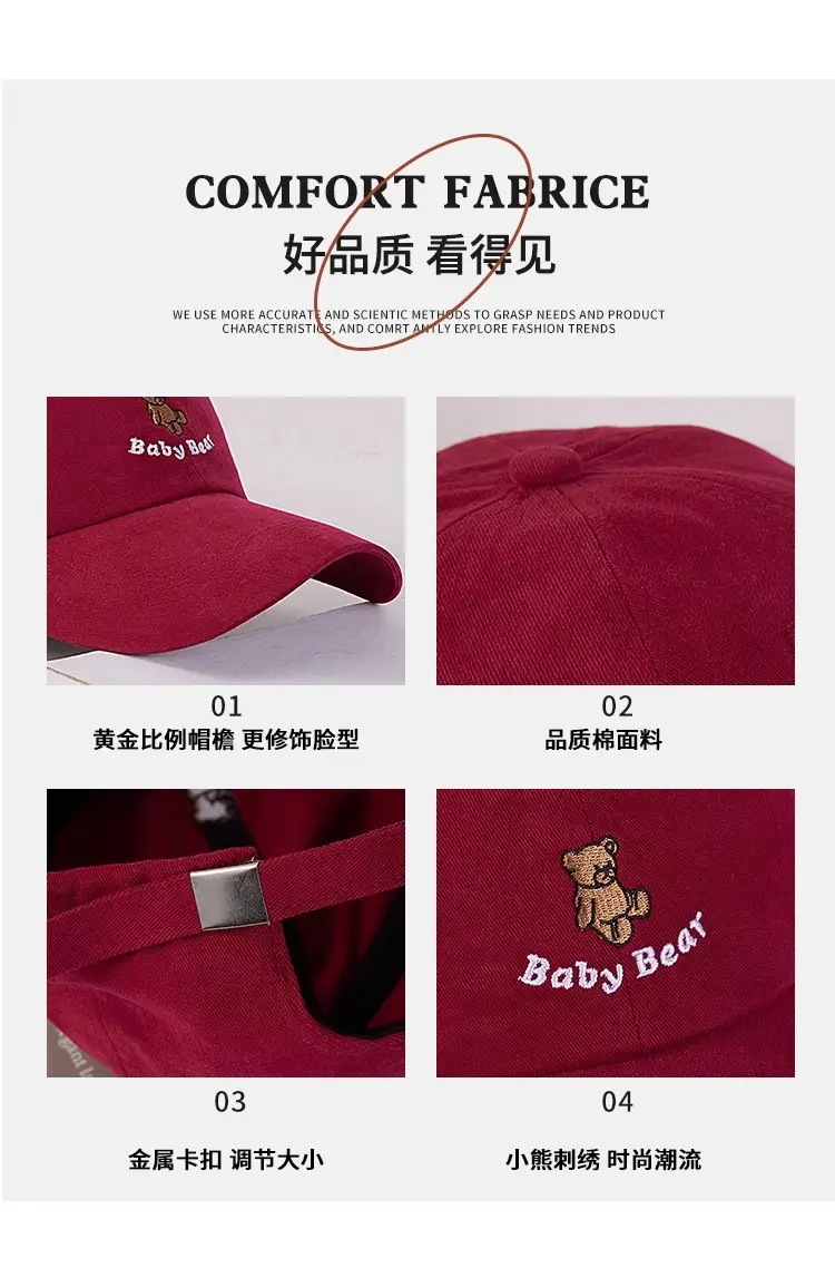 Korean-style Cartoon Bear Cap Women Summer Beige — feature 7