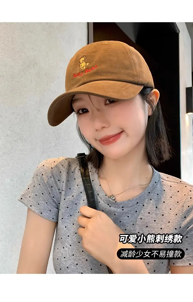 Korean-style Cartoon Bear Cap Women Summer Beige — feature 8