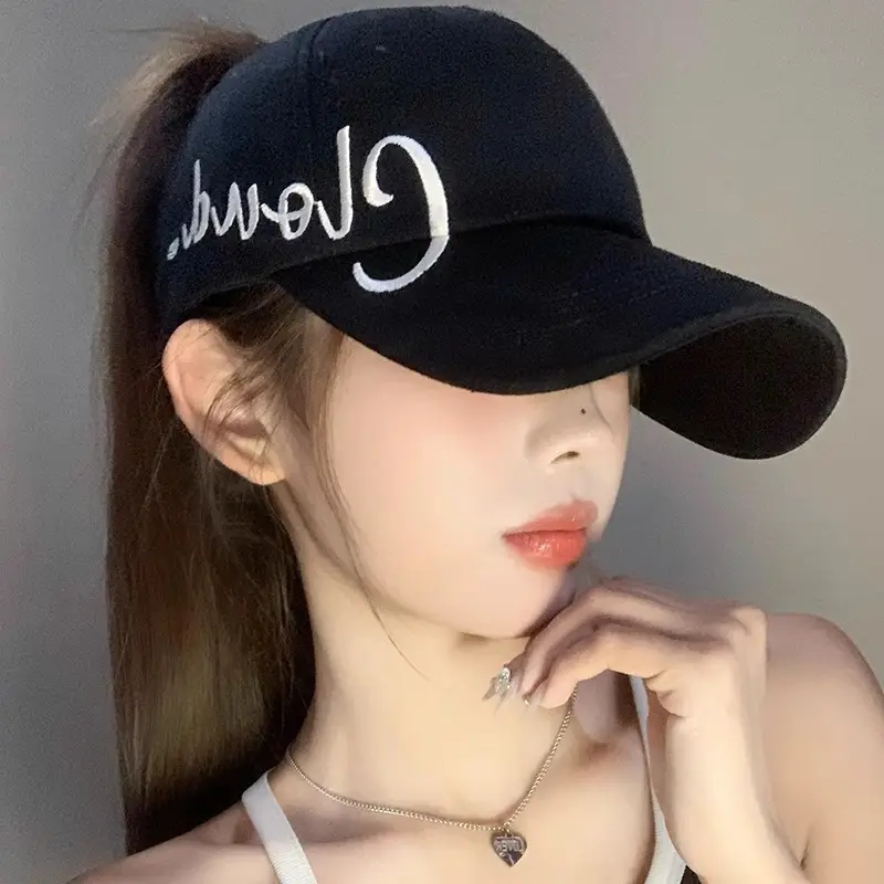 Black High Pony Tail Baseball Cap Women Summer Sunscreen Hat - Image 5