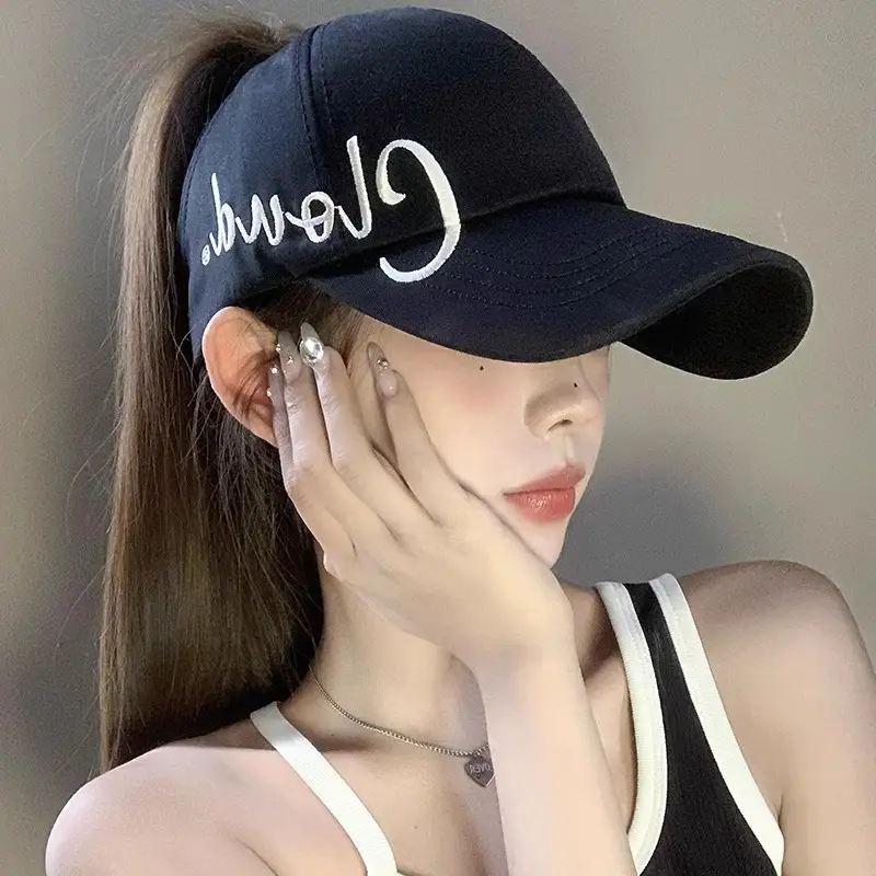 Black High Pony Tail Baseball Cap Women Summer Sunscreen Hat - Image 7