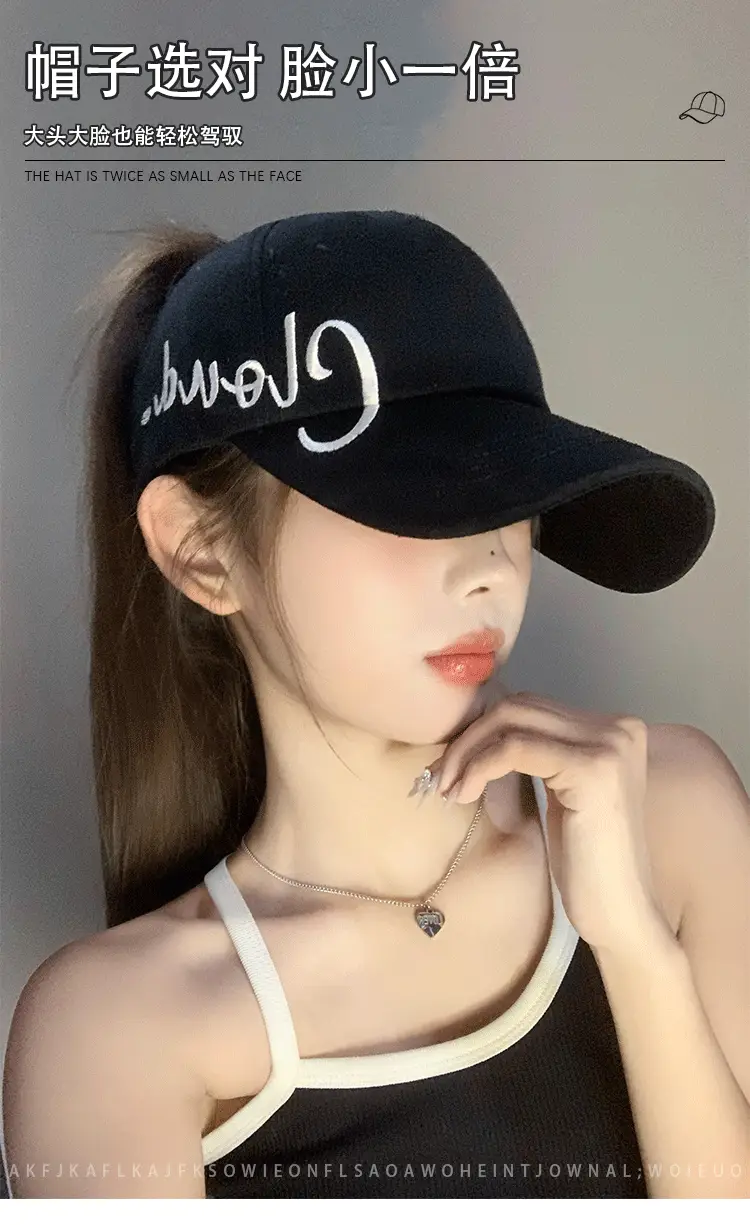 Black High Pony Tail Baseball Cap Women Summer Sunscreen Hat — feature 4