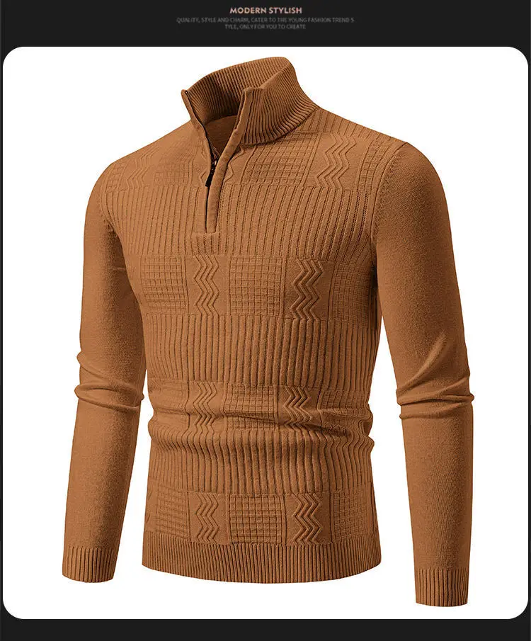 Men's Navy Solid Collar Pullover Sweater — feature 19