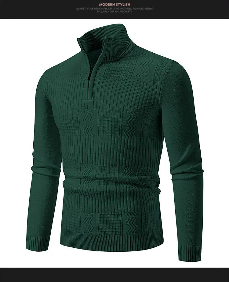 Men's Navy Solid Collar Pullover Sweater — feature 20