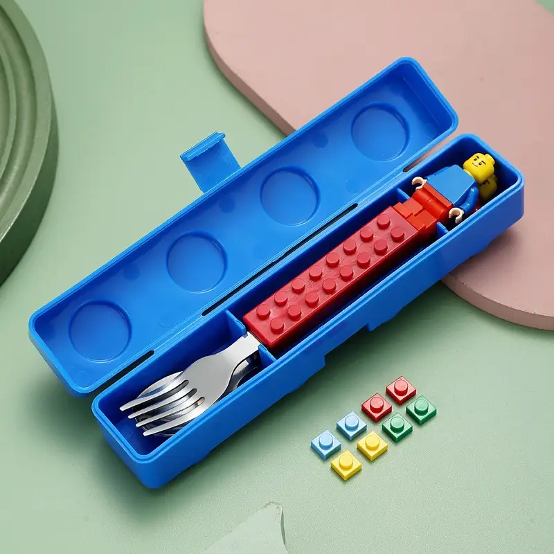 Fun Children's Assembled Pixel Building Blocks Lunch Box Plastic Microwave Heating Lunch Box Picnic Portable Salsa Box