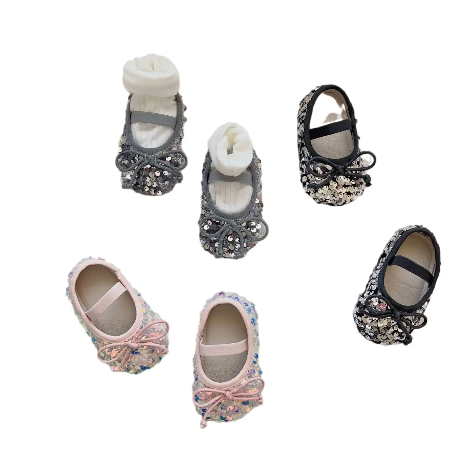 Pink Sequin Princess Baby Shoes for Girls
