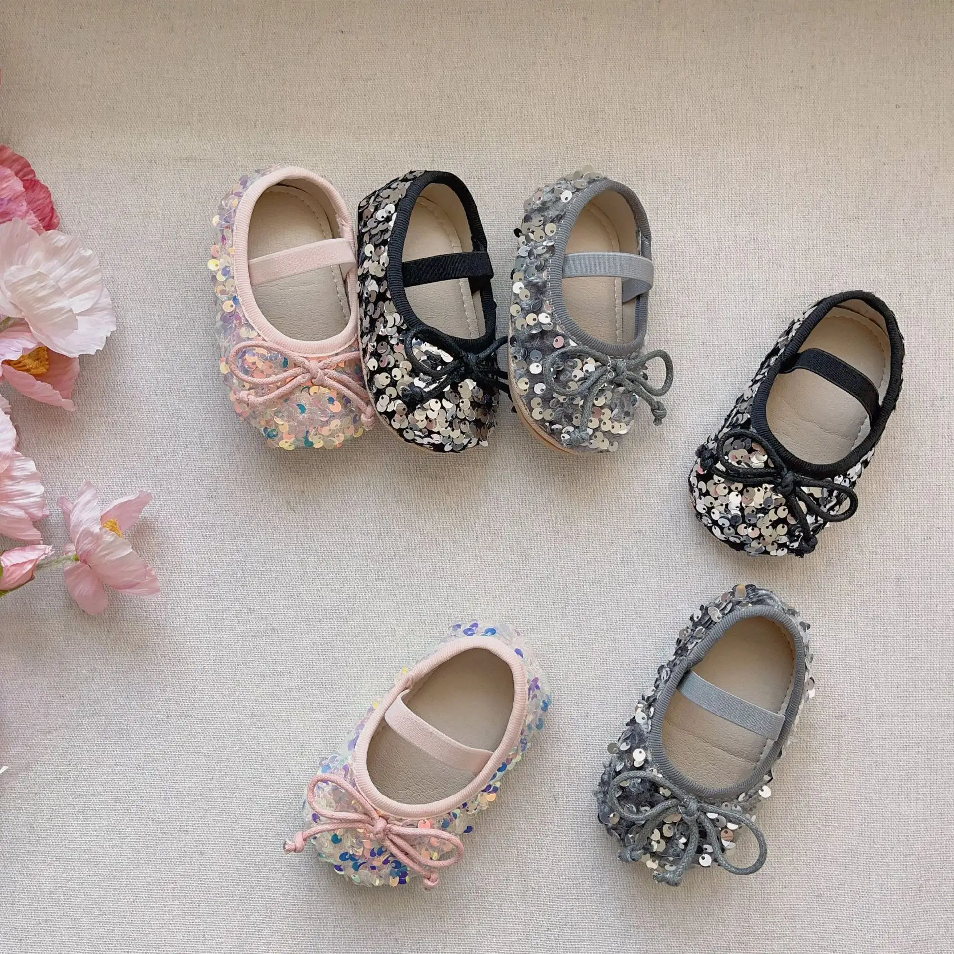 Pink Sequin Princess Baby Shoes for Girls — feature 1
