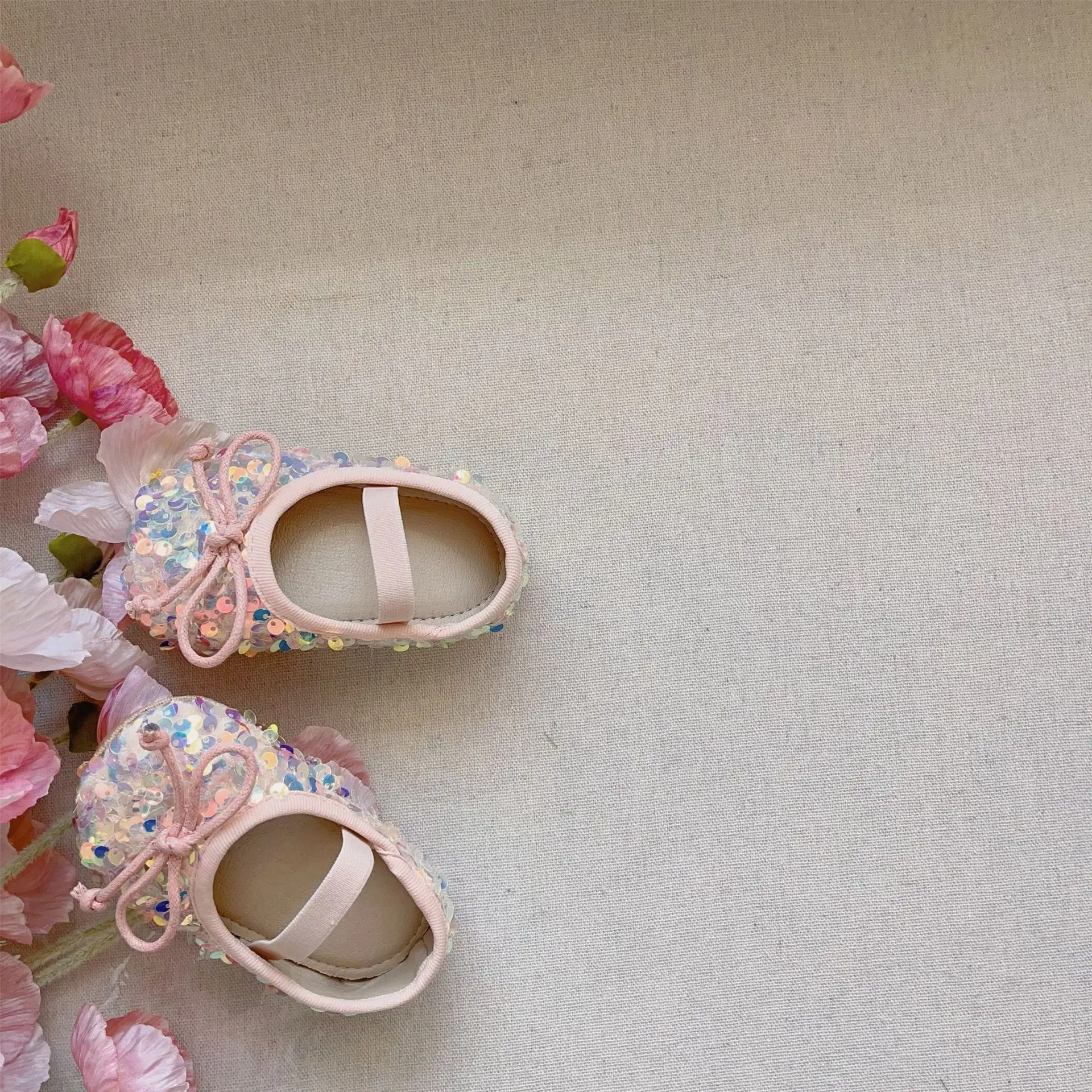 Pink Sequin Princess Baby Shoes for Girls — feature 6