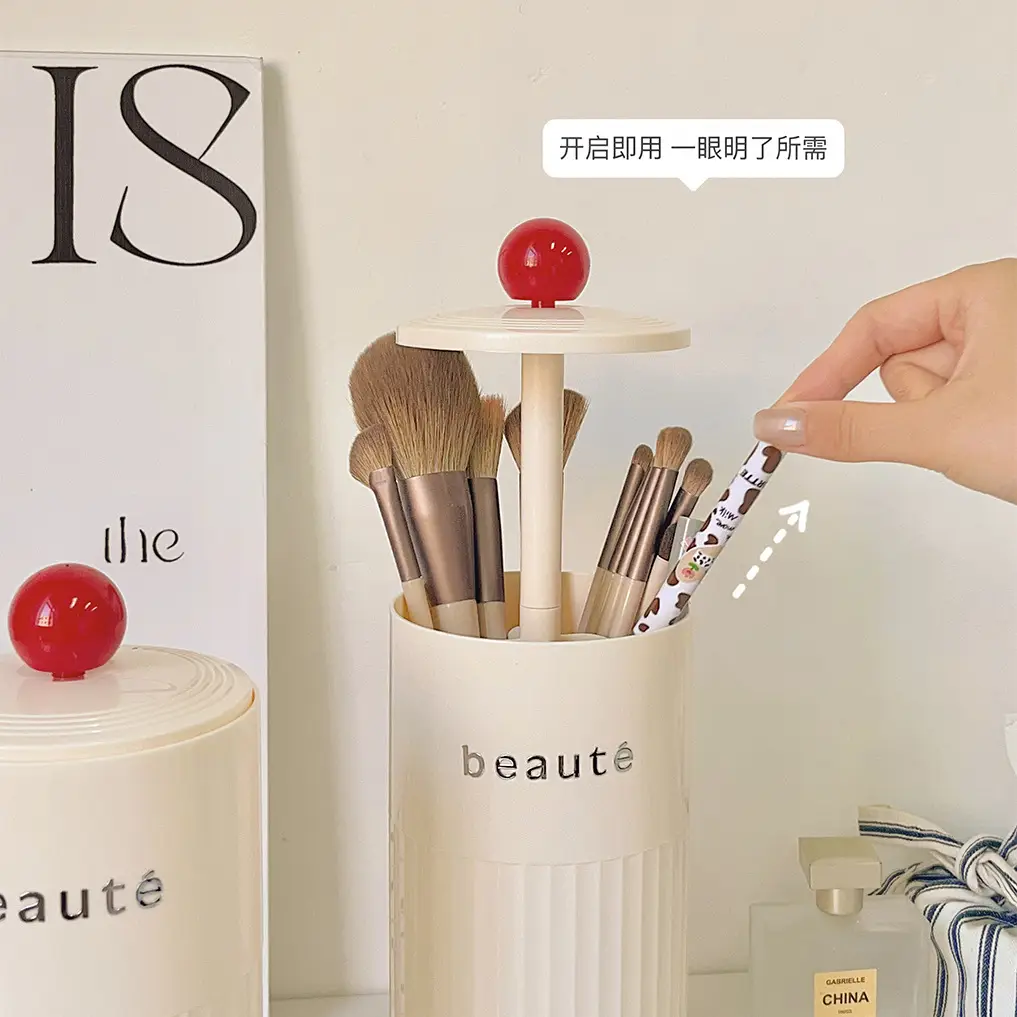 Lifting Cosmetic Brush Storage Cylinder Dust-proof Advanced Sense Covered Dressing Table - Image 7