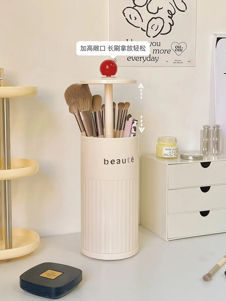 Lifting Cosmetic Brush Storage Cylinder Dust-proof Advanced Sense Covered Dressing Table β feature 9