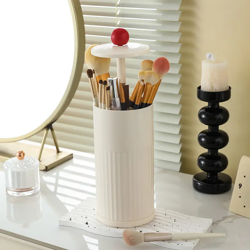 Lifting Cosmetic Brush Storage Cylinder Dust-proof Advanced Sense Covered Dressing Table