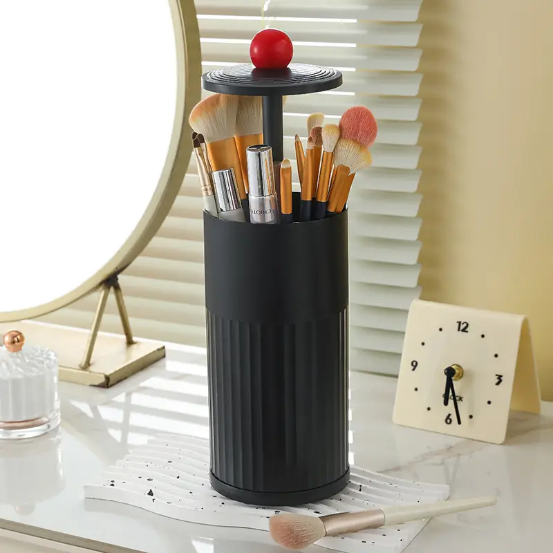 Lifting Cosmetic Brush Storage Cylinder Dust-proof Advanced Sense Covered Dressing Table - Image 2
