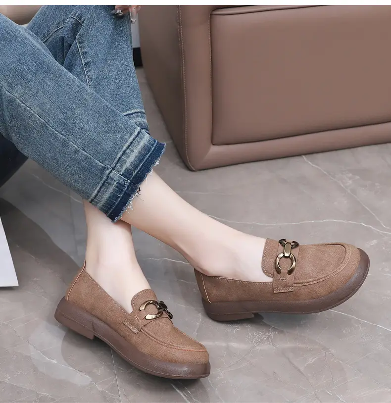 Spring and Autumn New Women's Shoes Thick Bottom Loafers Soft Bottom Soft Moms Shoes Comfortable Breathable Slip-on Women's Single Shoes — feature 16