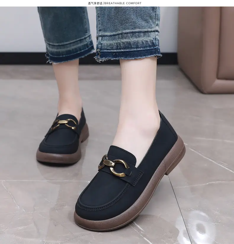 Spring and Autumn New Women's Shoes Thick Bottom Loafers Soft Bottom Soft Moms Shoes Comfortable Breathable Slip-on Women's Single Shoes — feature 17