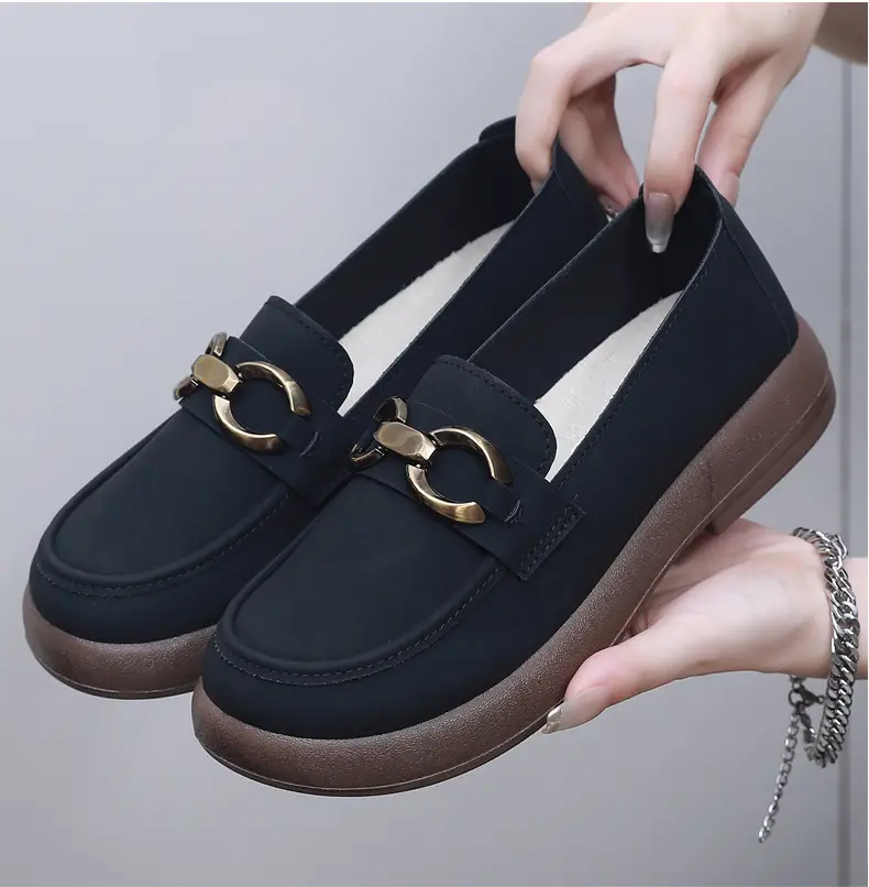 Spring and Autumn New Women's Shoes Thick Bottom Loafers Soft Bottom Soft Moms Shoes Comfortable Breathable Slip-on Women's Single Shoes — feature 18