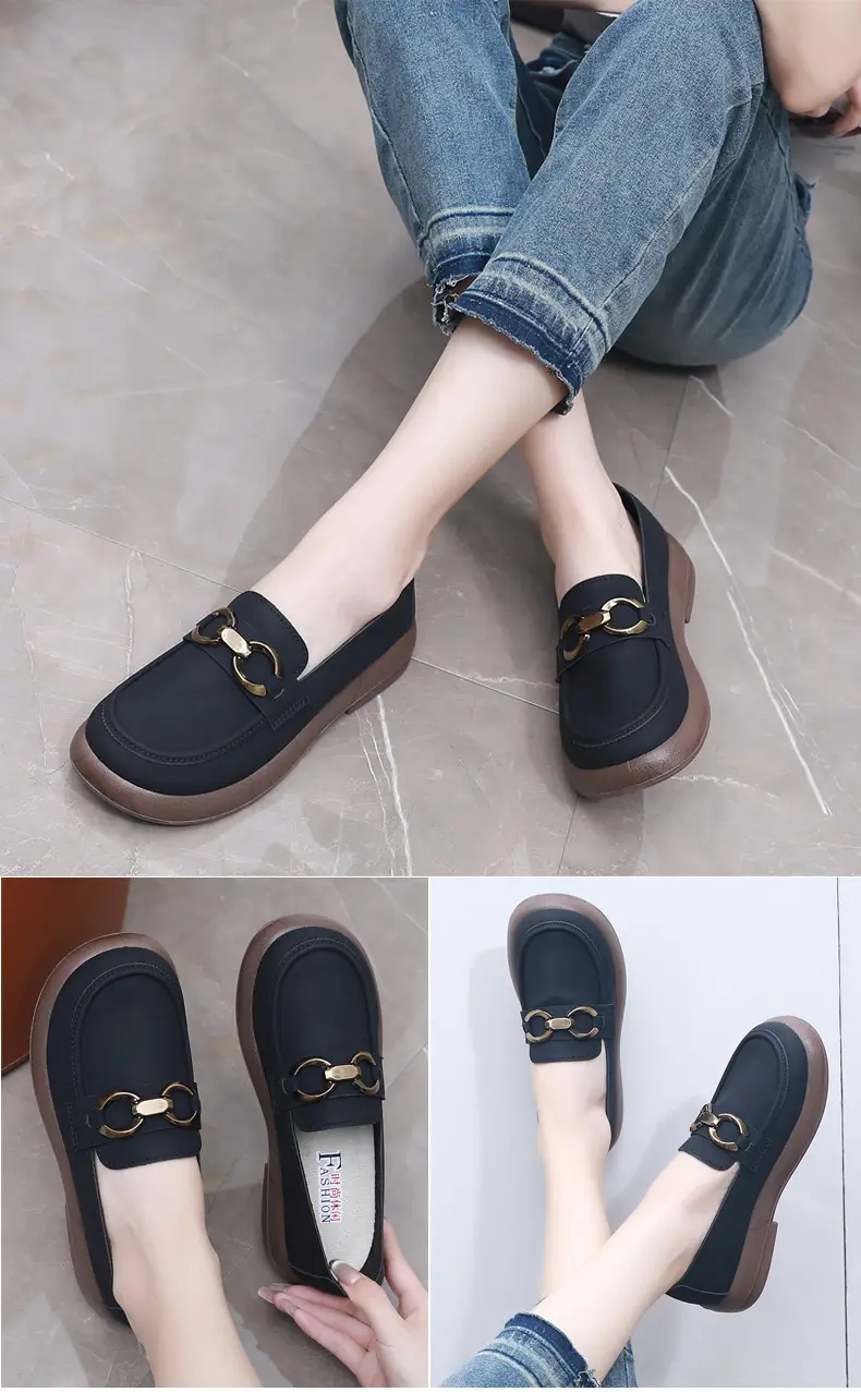 Spring and Autumn New Women's Shoes Thick Bottom Loafers Soft Bottom Soft Moms Shoes Comfortable Breathable Slip-on Women's Single Shoes — feature 19