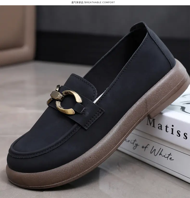 Spring and Autumn New Women's Shoes Thick Bottom Loafers Soft Bottom Soft Moms Shoes Comfortable Breathable Slip-on Women's Single Shoes — feature 28